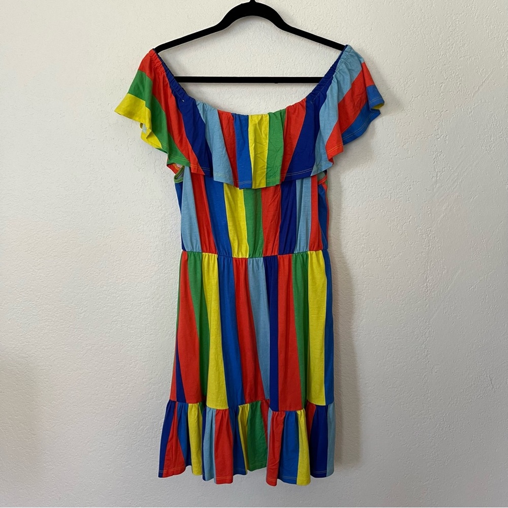 ASOS Multicolor Stripe Off Shoulder Dress